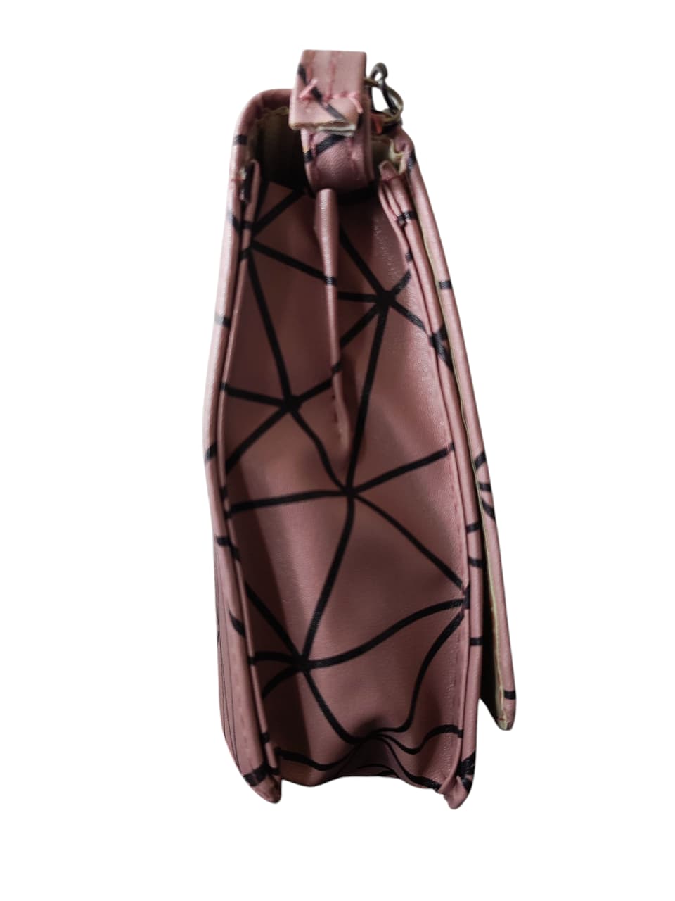 Trendy Geometric Pattern Pink PU Leather Sling Bags for Women & Girls – Stylish Crossbody Shoulder Bag