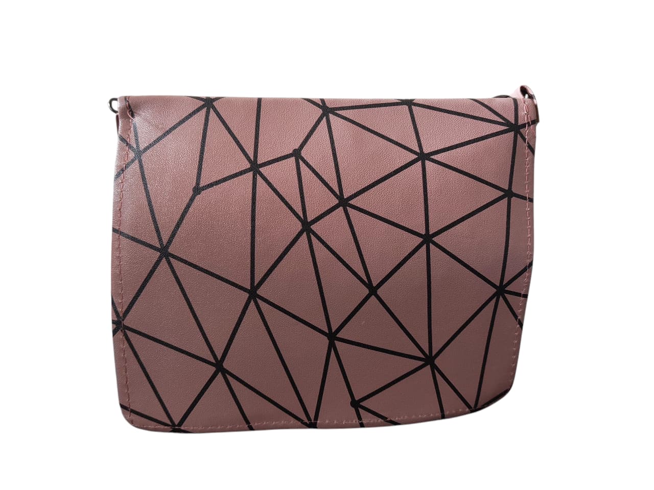 Trendy Geometric Pattern Pink PU Leather Sling Bags for Women & Girls – Stylish Crossbody Shoulder Bag