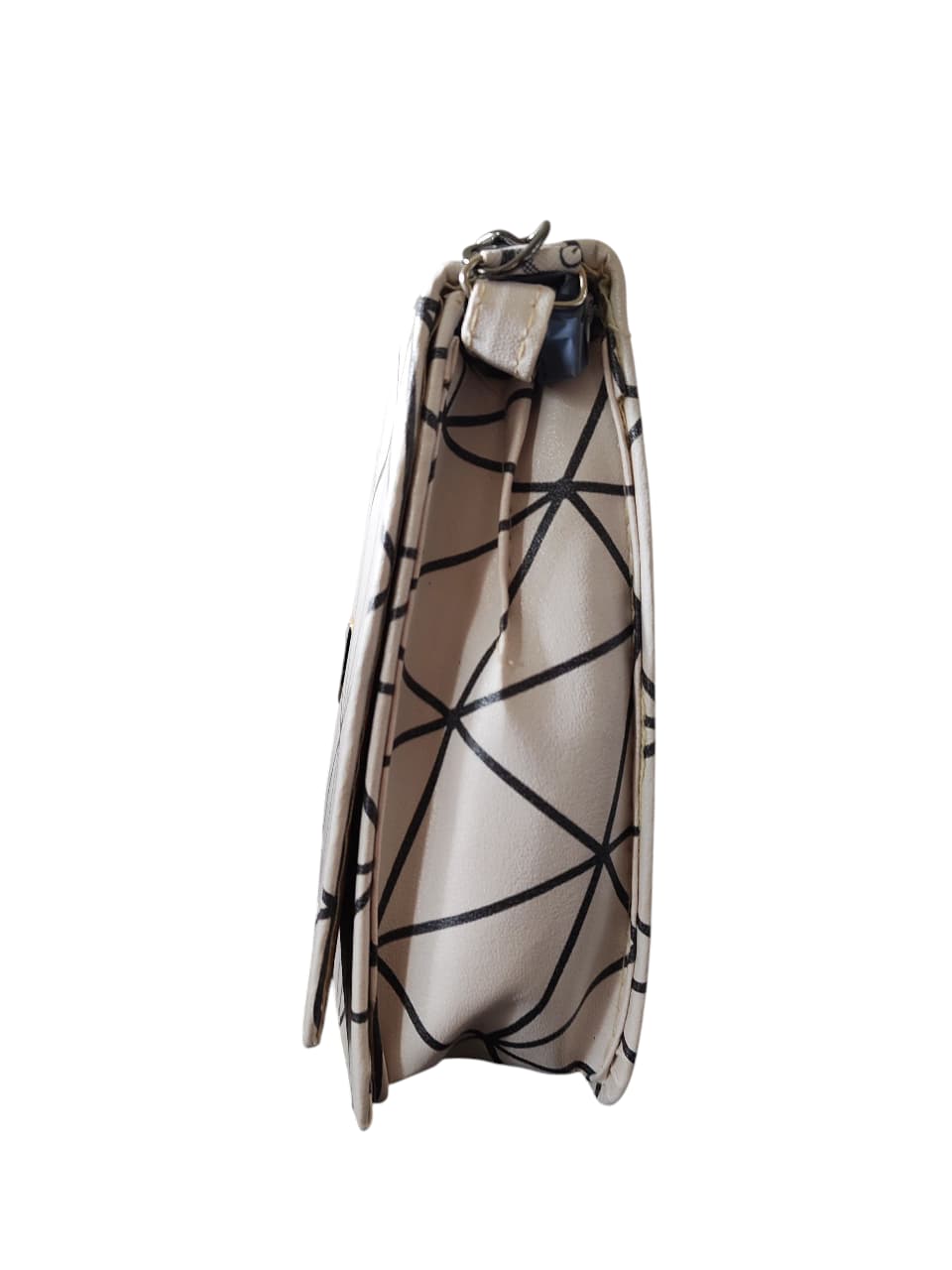 Trendy Geometric Pattern White PU Leather Sling Bags for Women & Girls – Stylish Crossbody Shoulder Bag