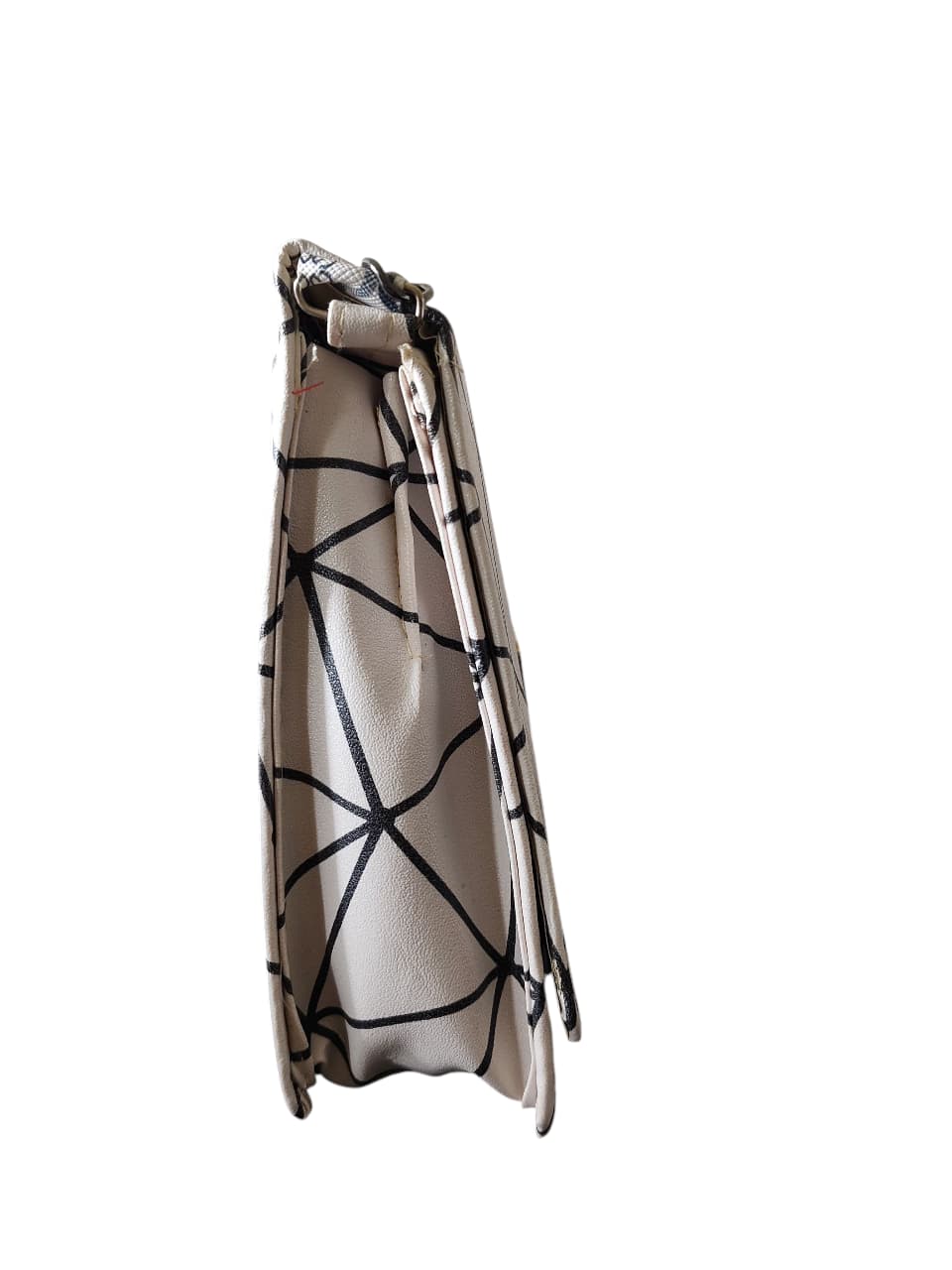 Trendy Geometric Pattern White PU Leather Sling Bags for Women & Girls – Stylish Crossbody Shoulder Bag