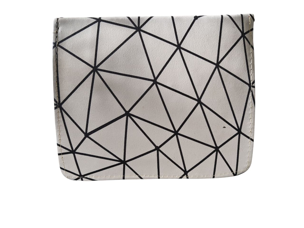 Trendy Geometric Pattern White PU Leather Sling Bags for Women & Girls – Stylish Crossbody Shoulder Bag