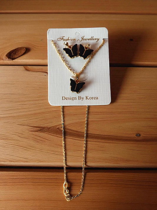 Elegant Butterfly Necklace & Earrings Set