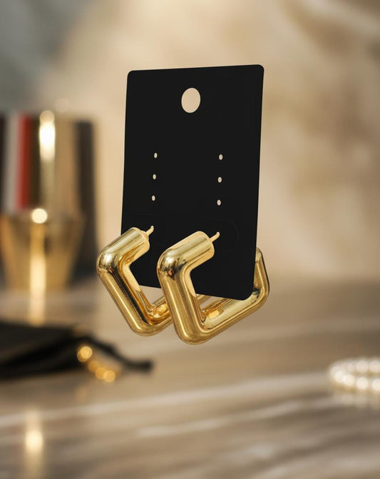 Bold Square Gold Hoop Earrings | Modern Geometric Chunky Statement Hoops-Jewellery-NONO & LULI-NONO & LULI