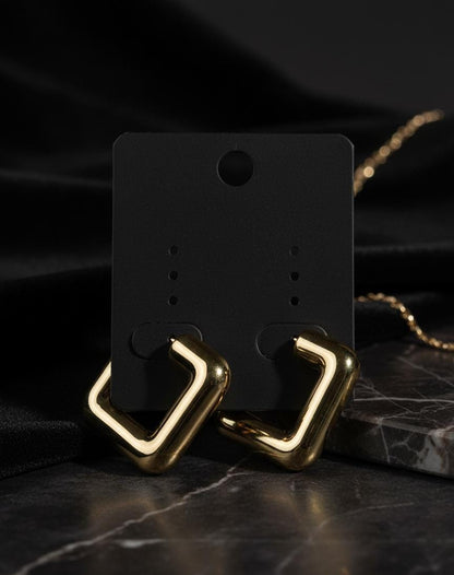 Bold Square Gold Hoop Earrings | Modern Geometric Chunky Statement Hoops-Jewellery-NONO & LULI-NONO & LULI