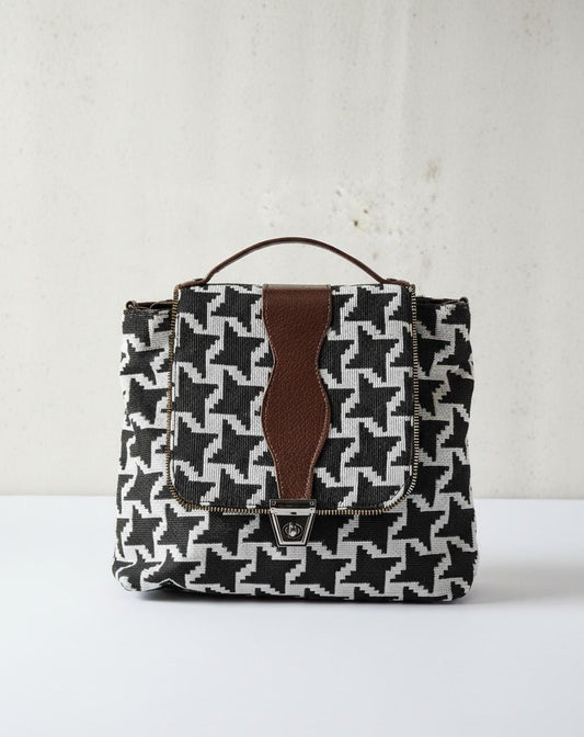 Trendy Black & White Houndstooth Sling Bag for Women | Premium Fabric Crossbody Shoulder Bag | Stylish Designer Handbag for Daily Use-Sling Bag-NONO & LULI-NONO & LULI