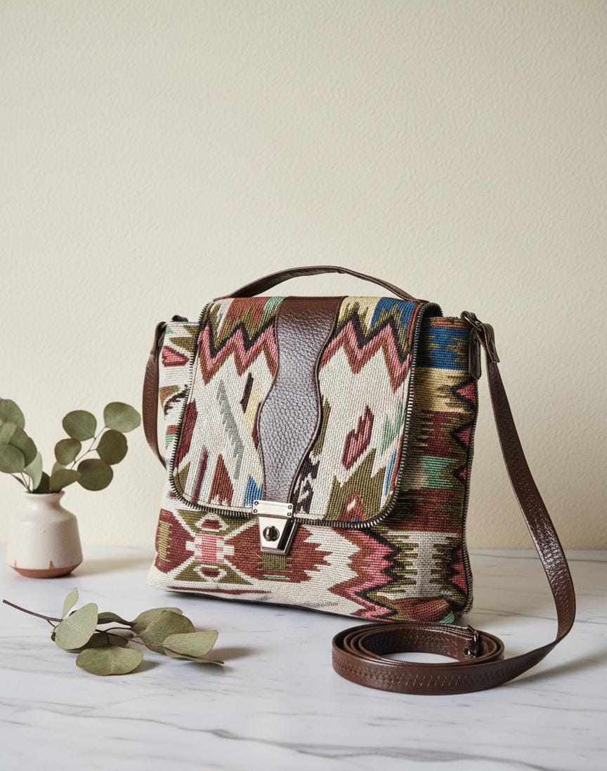 Trendy Ethnic Print Sling Bag for Women | Stylish Boho Crossbody Shoulder Bag | Premium Handmade Canvas Bag for Daily & Travel Use-Sling Bag-NONO & LULI-NONO & LULI