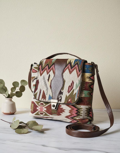 Trendy Ethnic Print Sling Bag for Women | Stylish Boho Crossbody Shoulder Bag | Premium Handmade Canvas Bag for Daily & Travel Use-Sling Bag-NONO & LULI-NONO & LULI