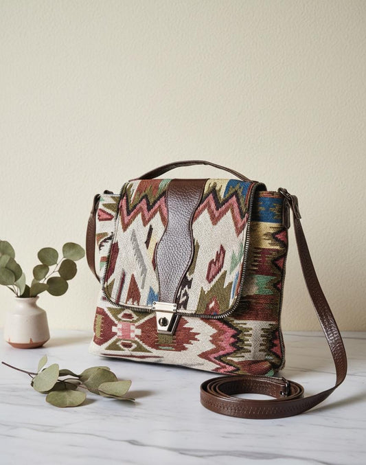 Trendy Ethnic Print Sling Bag for Women | Stylish Boho Crossbody Shoulder Bag | Premium Handmade Canvas Bag for Daily & Travel Use-Sling Bag-NONO & LULI-NONO & LULI