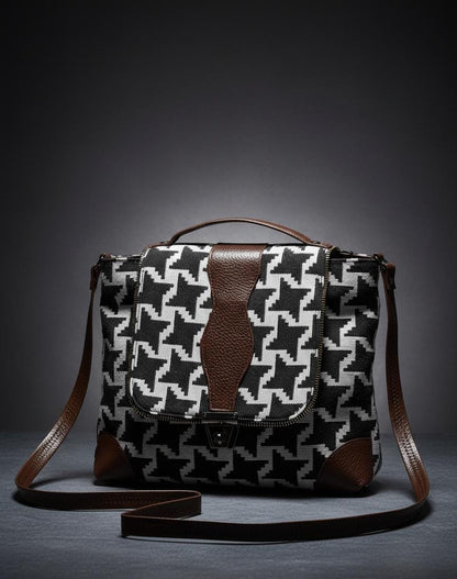 Trendy Black & White Houndstooth Sling Bag for Women | Premium Fabric Crossbody Shoulder Bag | Stylish Designer Handbag for Daily Use-Sling Bag-NONO & LULI-NONO & LULI