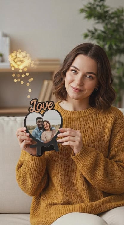 Personalized Wooden "Love" Photo Frame - Perfect Gift for Couples