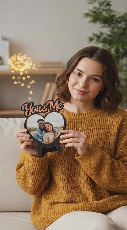 Custom Wooden "You & Me" Picture Frame - Romantic Gift for Two