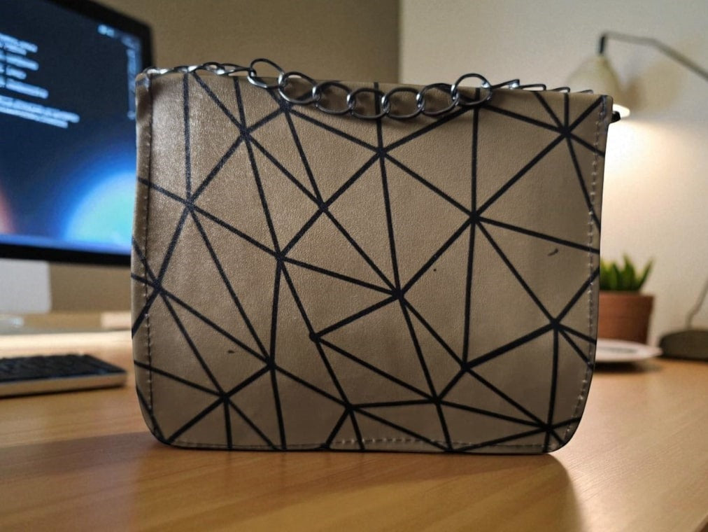 Trendy Geometric Pattern Brown PU Leather Sling Bags for Women & Girls – Stylish Crossbody Shoulder Bag