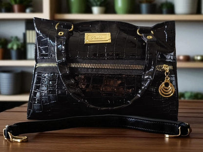 Premium PU Leather Croc-Texture Handbag for Women – Stylish Office & Casual