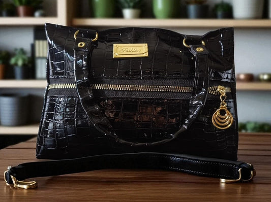 Premium PU Leather Croc-Texture Handbag for Women – Stylish Office & Casual