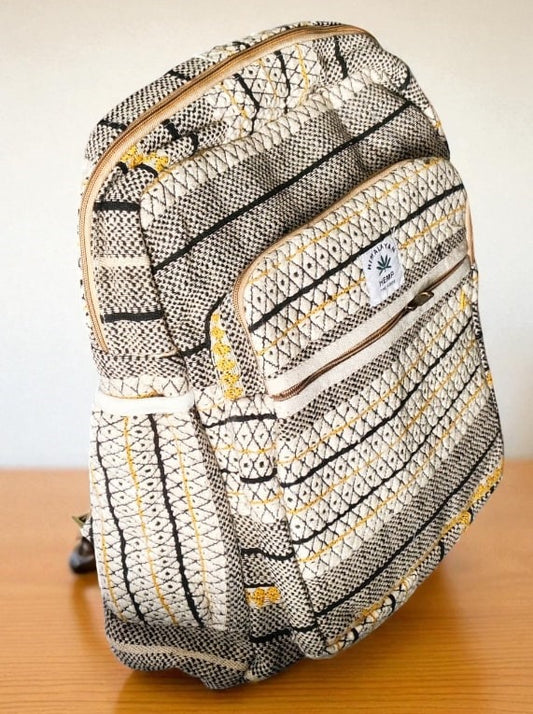 Tribal Print Hemp Backpack for Men & Women | Stylish Eco-Friendly School, Travel Bag & Laptop Bag