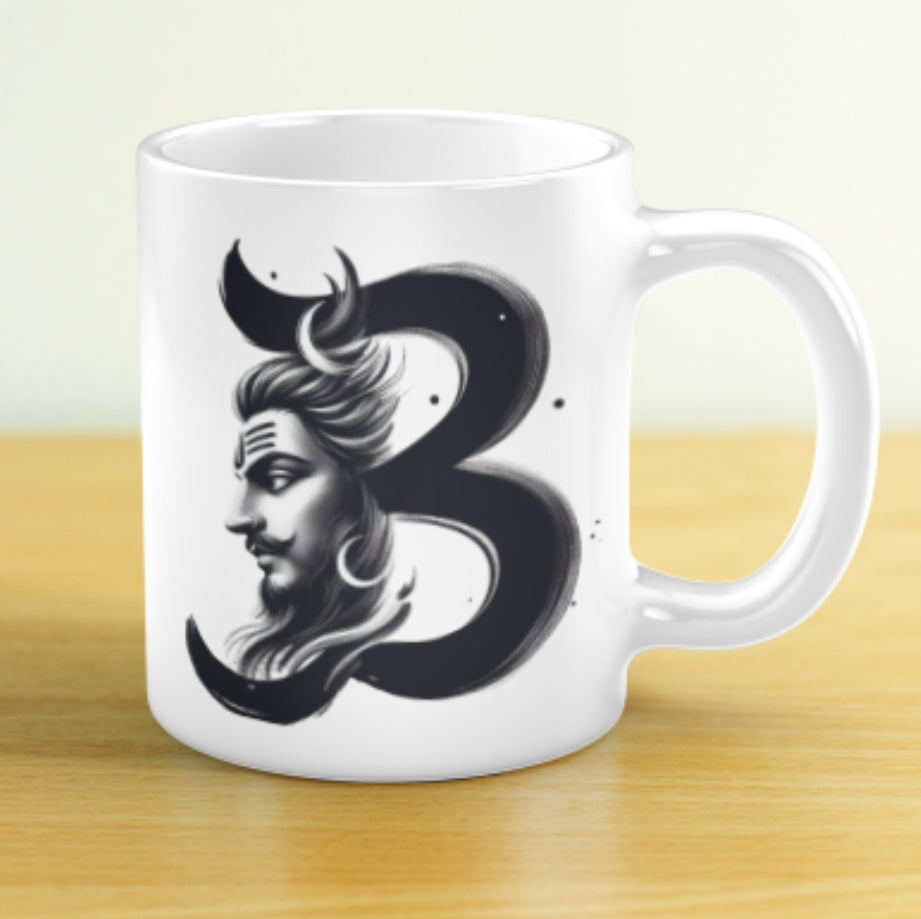 Alphabetical Shiva Design Custom Coffee Mug – Personalized Spiritual Gift