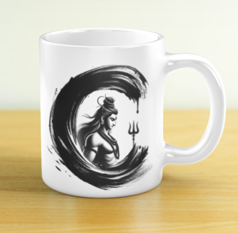 Alphabetical Shiva Design Custom Coffee Mug – Personalized Spiritual Gift