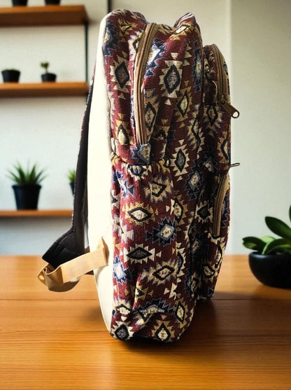 Tribal Print Hemp Backpack for Men & Women | Stylish Eco-Friendly School, Travel Bag & Laptop Bag