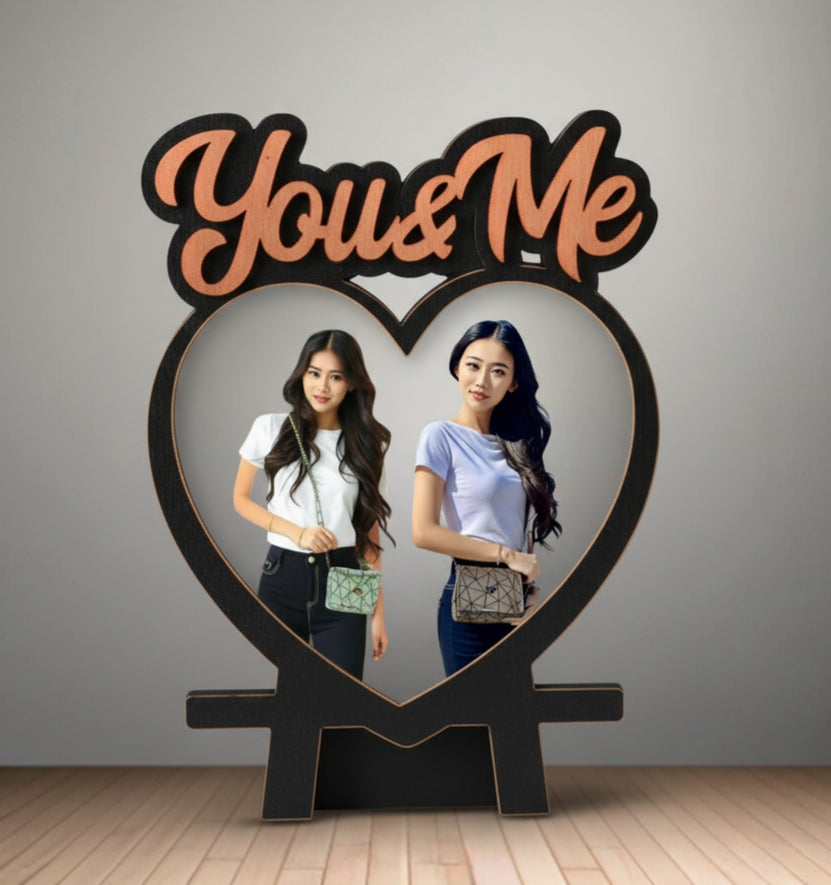 Custom Wooden "You & Me" Picture Frame - Romantic Gift for Two