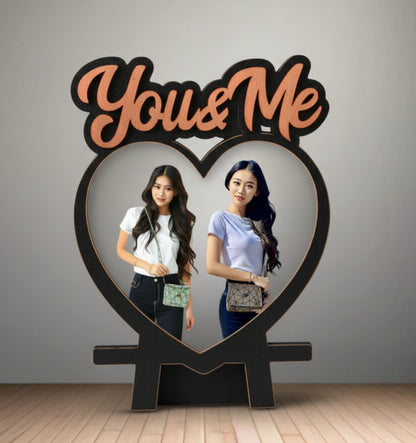 Custom Wooden "You & Me" Picture Frame - Romantic Gift for Two