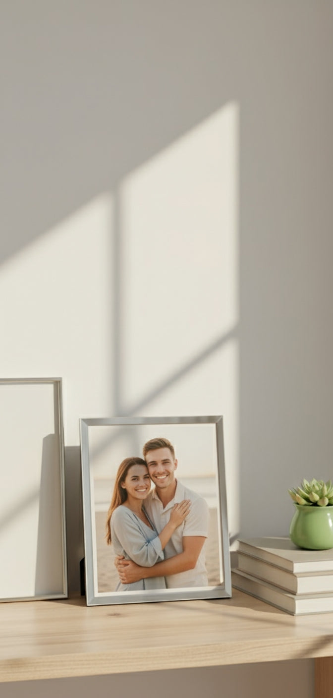 Personalized Photo Frame | Customized Photo Frame with Your Picture | Silver Finish Photo Frame for Couple | Photo Frame for Gifting & Home Decor