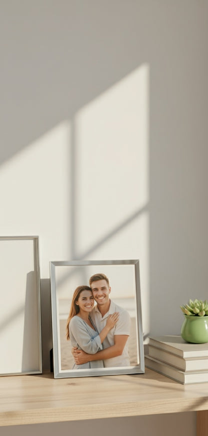 Personalized Photo Frame | Customized Photo Frame with Your Picture | Silver Finish Photo Frame for Couple | Photo Frame for Gifting & Home Decor