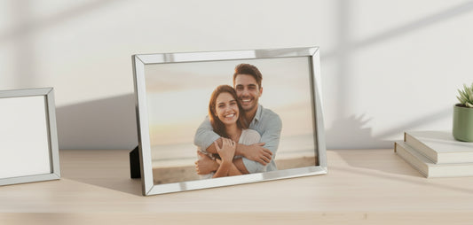Personalized Photo Frame | Customized Photo Frame with Your Picture | Silver Finish Photo Frame for Couple | Photo Frame for Gifting & Home Decor