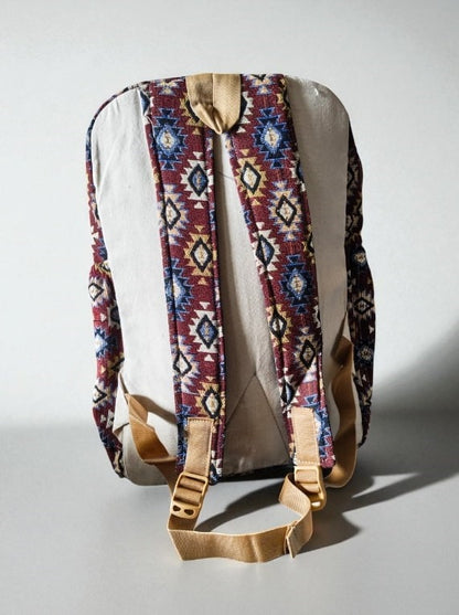 Tribal Print Hemp Backpack for Men & Women | Stylish Eco-Friendly School, Travel Bag & Laptop Bag