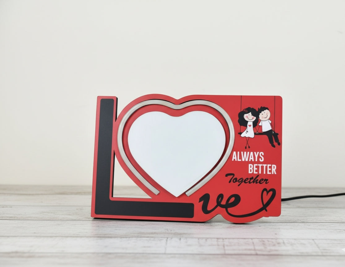 Customized LED Photo Frame | Heart-Shaped "Love" Lamp for Couples