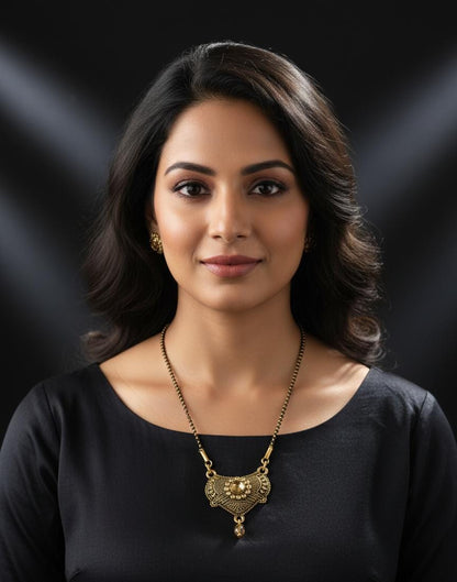 Traditional Gold-Toned Mangalsutra with Intricate Ethnic Pendant