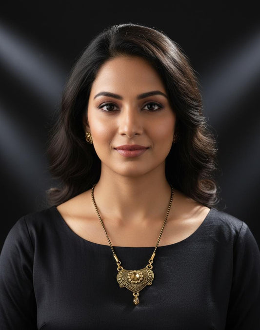 Traditional Gold-Toned Mangalsutra with Intricate Ethnic Pendant