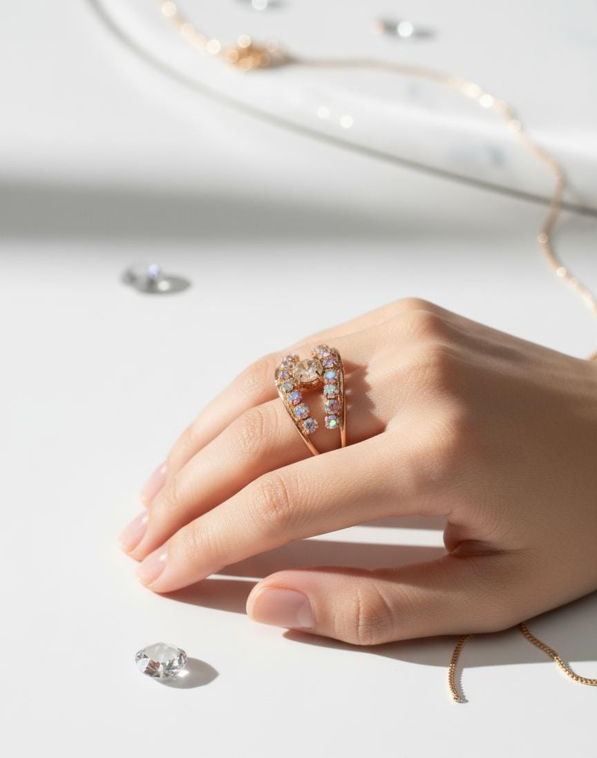 Elegant Women’s Crystal Rings | Adjustable | Trendy & Stylish Jewelry-Jewellery-NONO & LULI-NONO & LULI