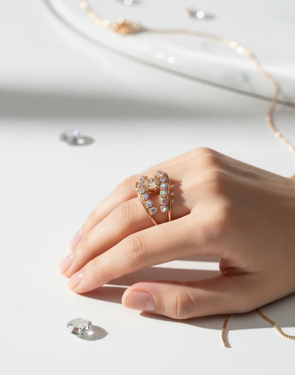 Elegant Women’s Crystal Rings | Adjustable | Trendy & Stylish Jewelry-Jewellery-NONO & LULI-NONO & LULI
