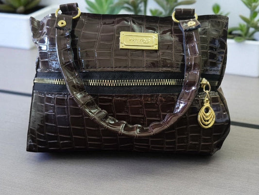 Premium PU Leather Croc-Texture Handbag for Women – Stylish Office & Casual