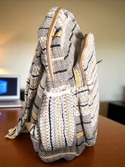 Tribal Print Hemp Backpack for Men & Women | Stylish Eco-Friendly School, Travel Bag & Laptop Bag