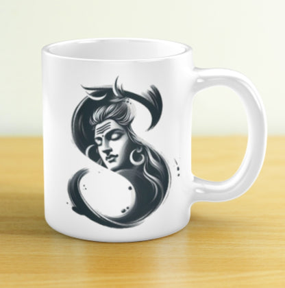 Alphabetical Shiva Design Custom Coffee Mug – Personalized Spiritual Gift