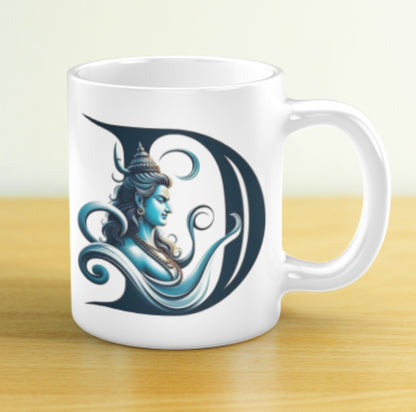 Alphabetical Shiva Design Custom Coffee Mug – Personalized Spiritual Gift