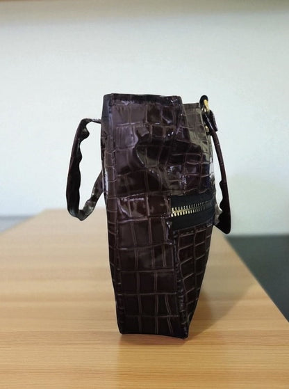 Premium PU Leather Croc-Texture Handbag for Women – Stylish Office & Casual