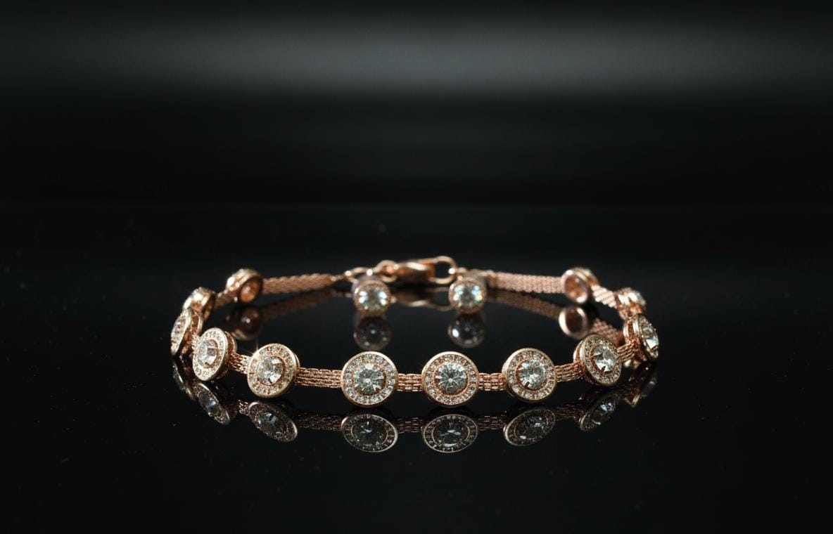 Rose Gold Plated Choker Necklace Set with Stud Earrings