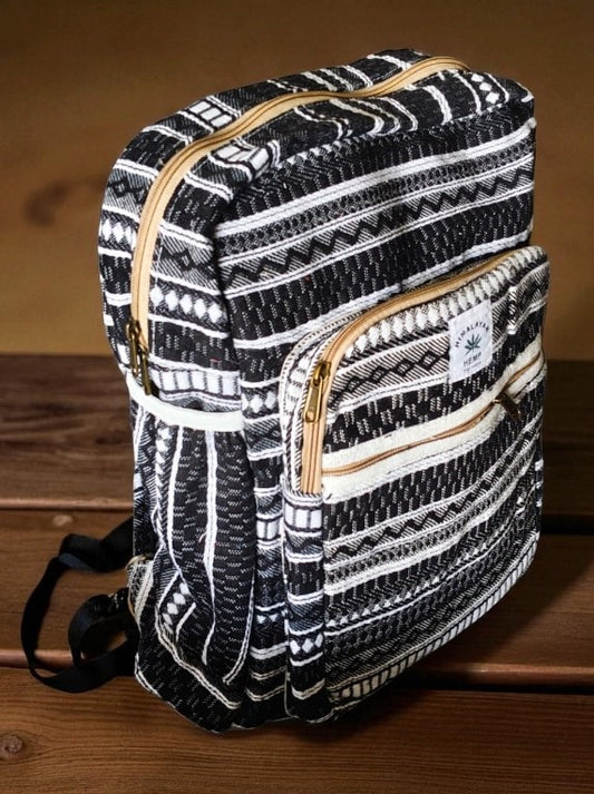 Tribal Print Hemp Backpack for Men & Women | Stylish Eco-Friendly School, Travel & Laptop Bag