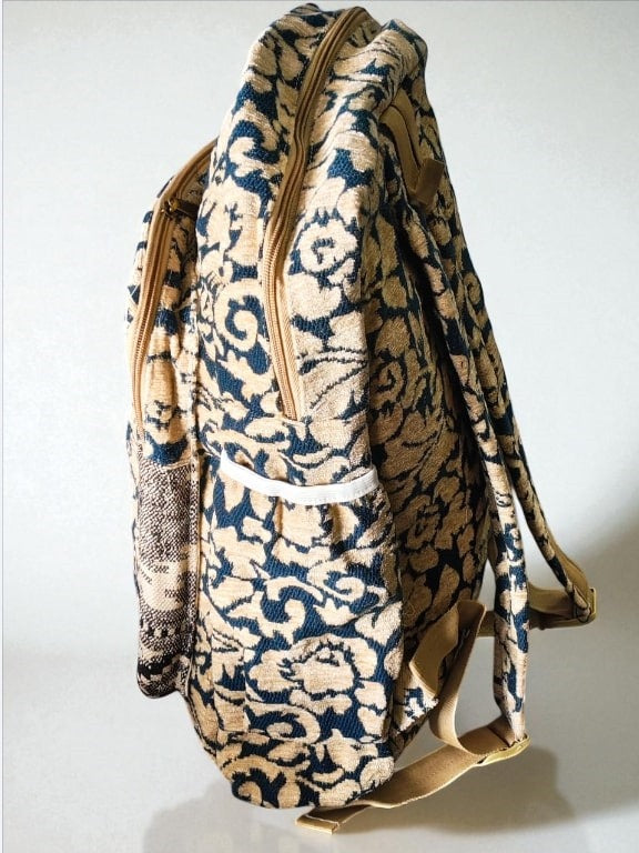 Floral Print Hemp Backpack for Men & Women | Eco-Friendly College, Travel Bag & Laptop Bag