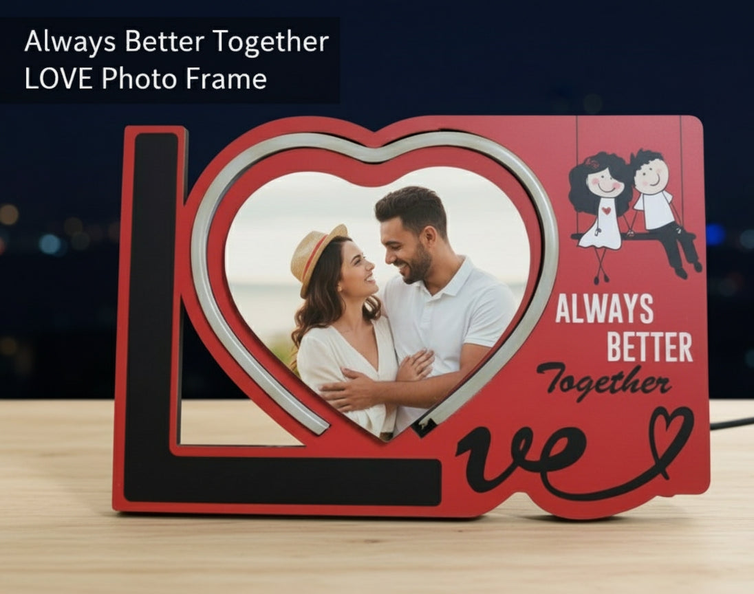 Customized LED Photo Frame | Heart-Shaped "Love" Lamp for Couples