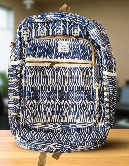 Tribal Print Hemp Backpack for Men & Women | Stylish Eco-Friendly School, Travel Bag & Laptop Bag