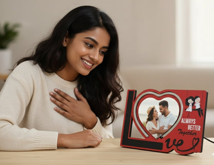 Customized LED Photo Frame | Heart-Shaped "Love" Lamp for Couples