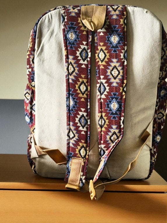 Tribal Print Hemp Backpack for Men & Women | Stylish Eco-Friendly School, Travel Bag & Laptop Bag