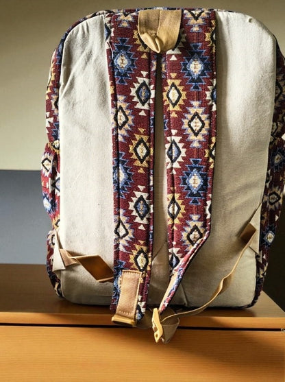 Tribal Print Hemp Backpack for Men & Women | Stylish Eco-Friendly School, Travel Bag & Laptop Bag