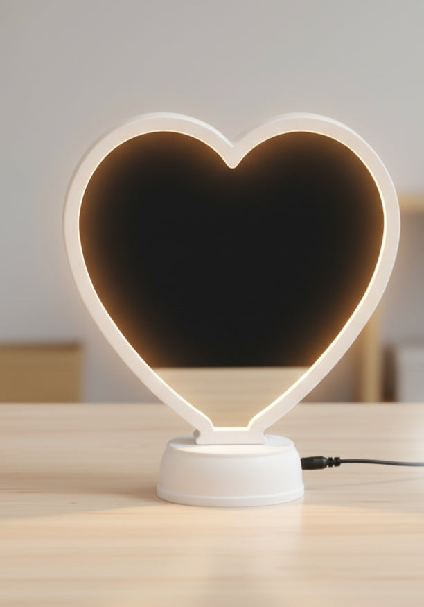 White Magic Mirror Photo Frame - Personalized Heart-Shaped LED Photo Frame for Couples & Gifts