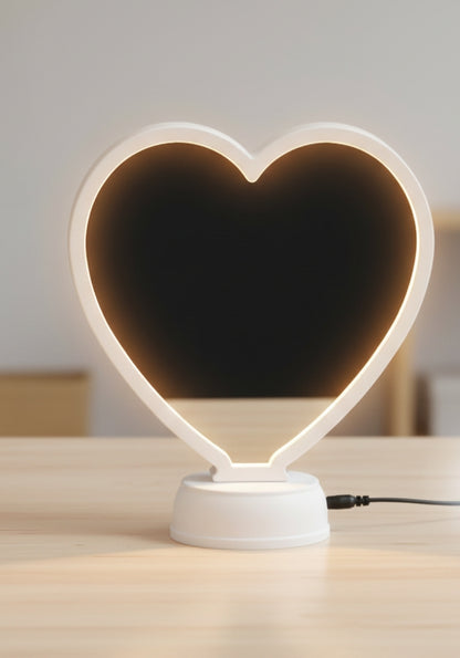 White Magic Mirror Photo Frame - Personalized Heart-Shaped LED Photo Frame for Couples & Gifts
