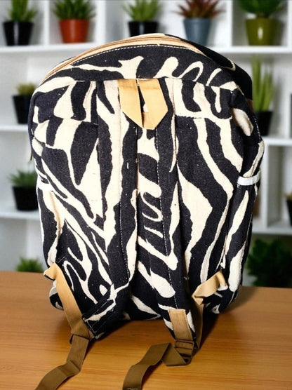 Zebra Print Hemp Backpack for Men & Women | Trendy Eco-Friendly College, Office Bag & Laptop Bag