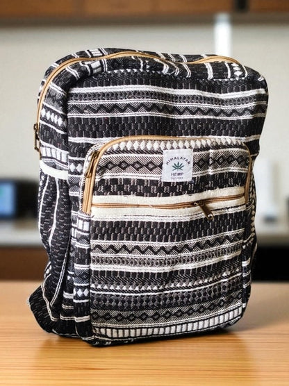 Tribal Print Hemp Backpack for Men & Women | Stylish Eco-Friendly School, Travel & Laptop Bag